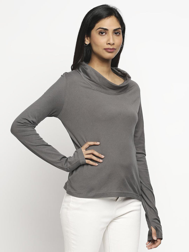 Effy Long Sleeve Top in Grey solid - Our Better Planet
