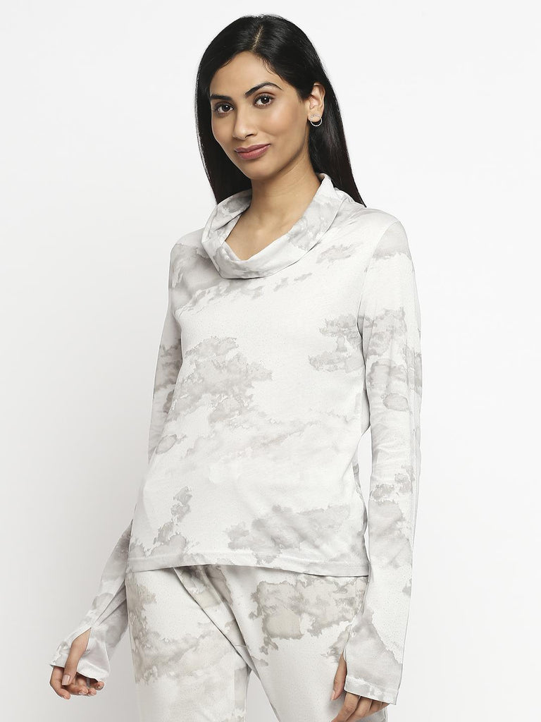 Effy Long Sleeve Top in Netural Cloud Glitter - Our Better Planet