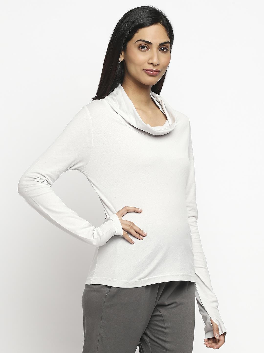 Effy Long Sleeve Top in Neutral solid - Our Better Planet