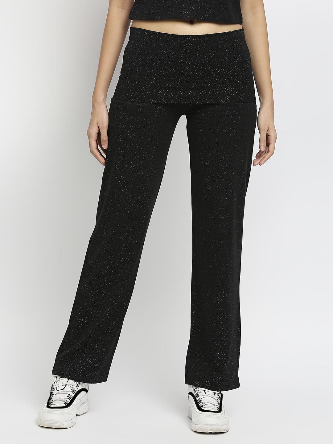 Effy Roll Top Pant In Black Glitter - Our Better Planet