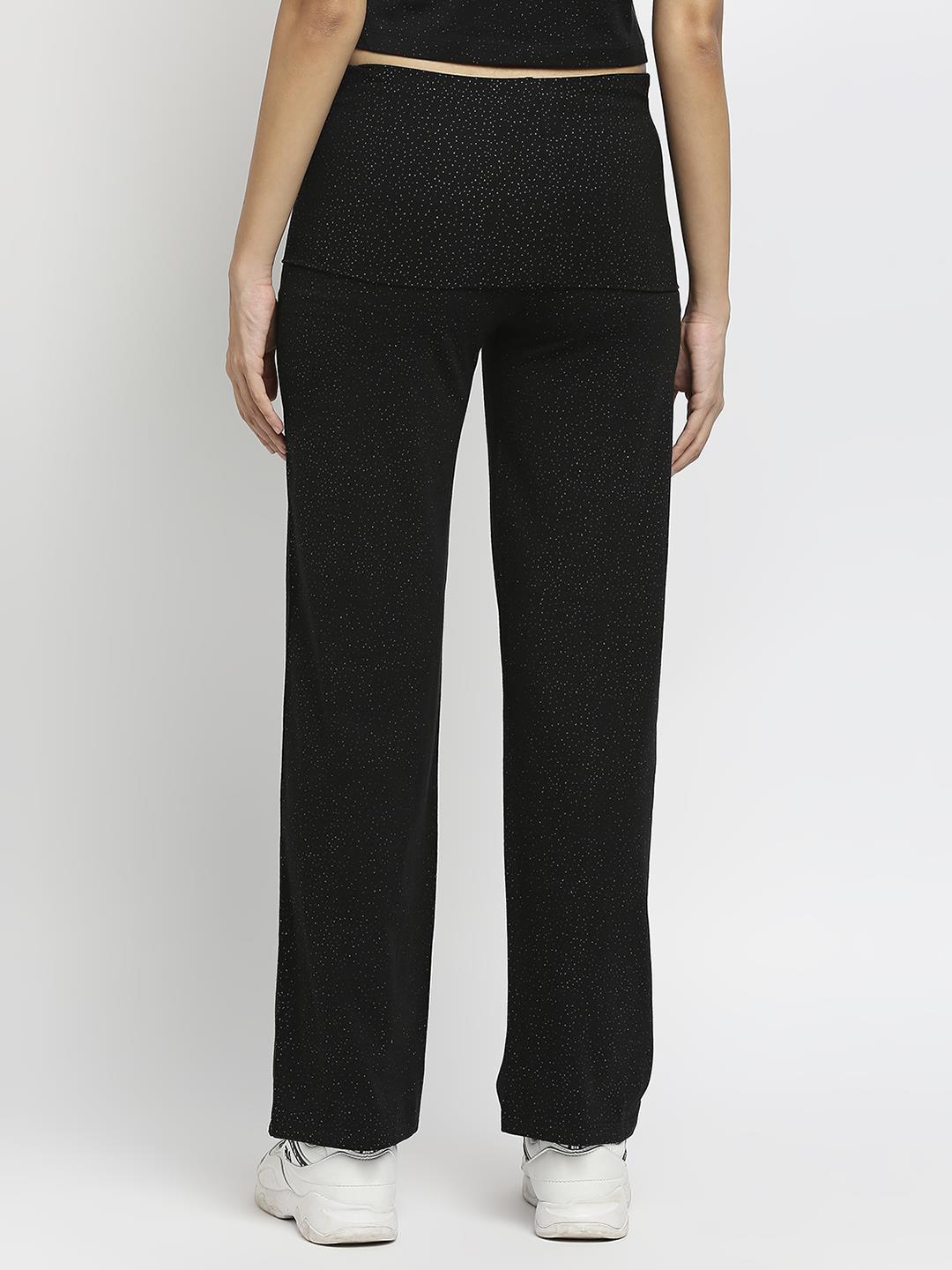 Effy Roll Top Pant In Black Glitter - Our Better Planet