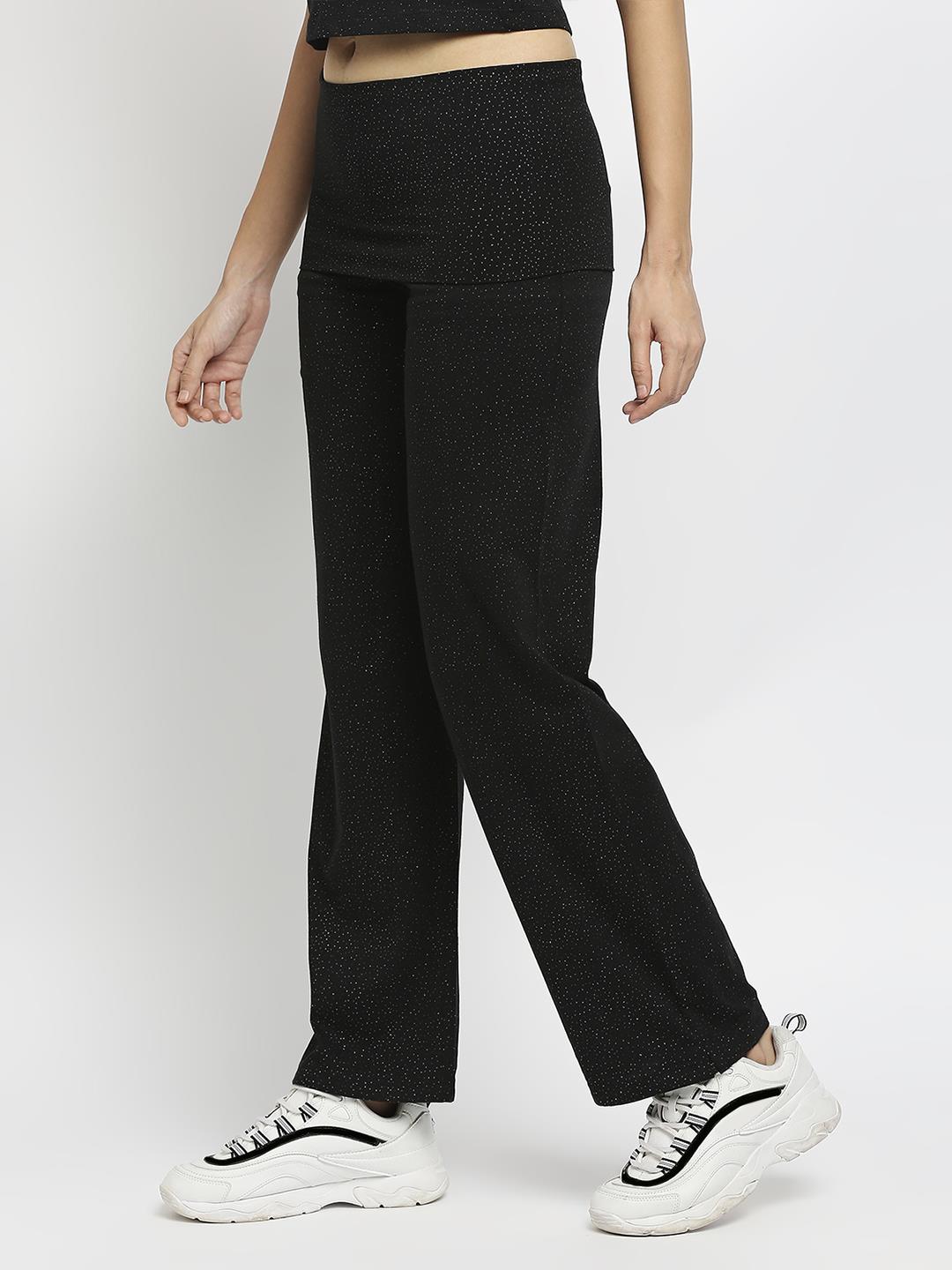 Effy Roll Top Pant In Black Glitter - Our Better Planet