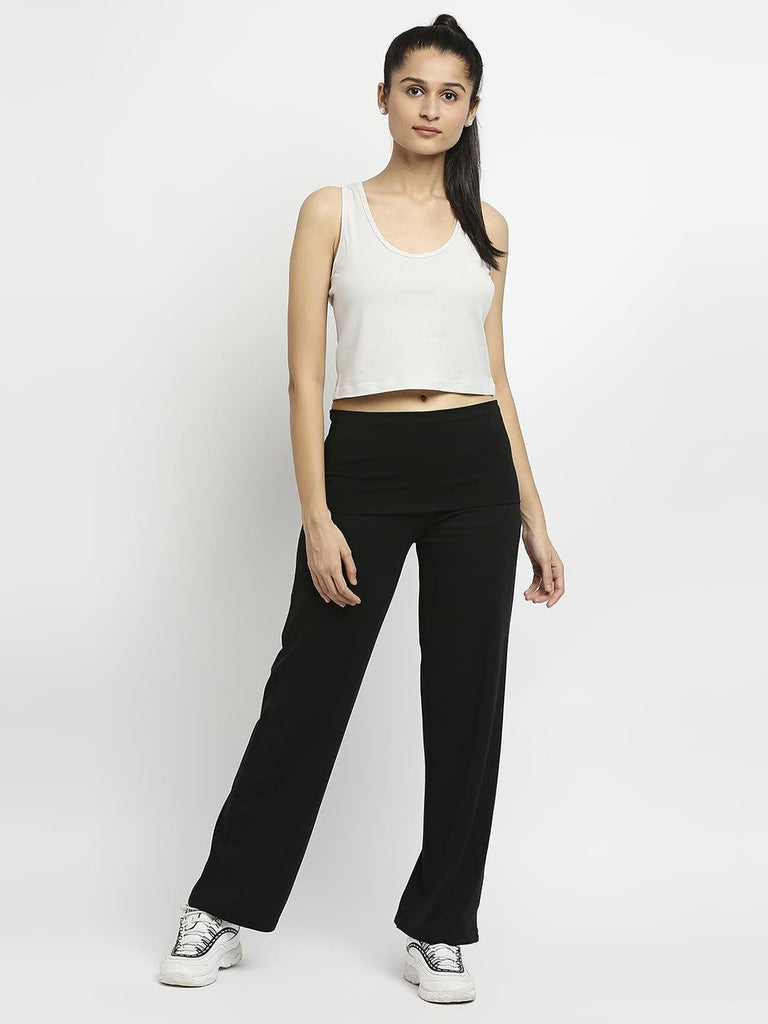 Effy Roll Top Pant In Black Solid - Our Better Planet