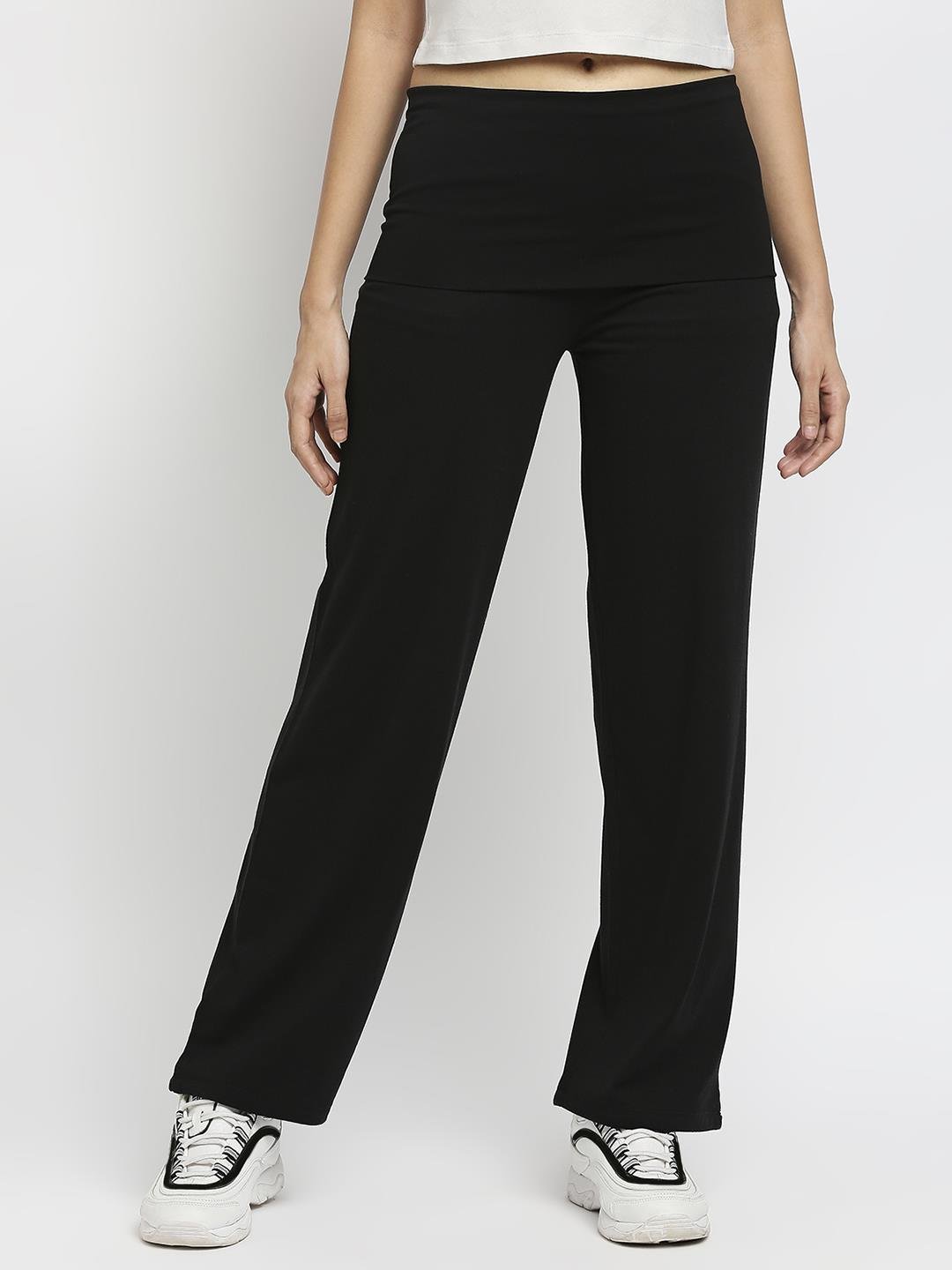 Effy Roll Top Pant In Black Solid - Our Better Planet