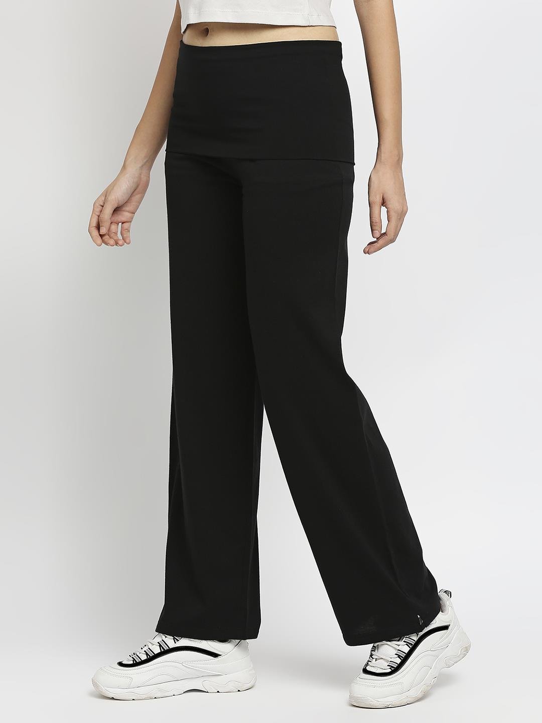 Effy Roll Top Pant In Black Solid - Our Better Planet