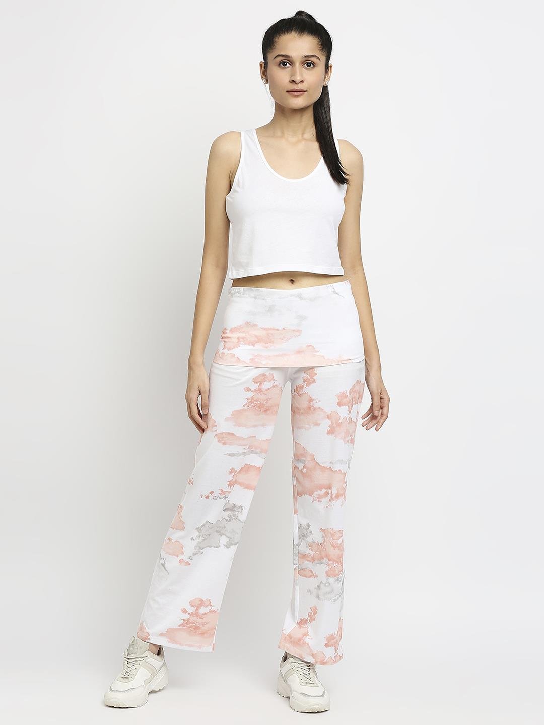 Effy Roll Top Pant In White Cloud Glitter - Our Better Planet