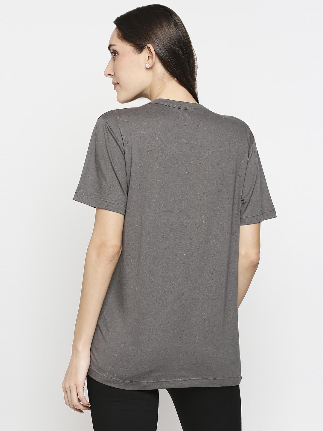 Effy T- Shirt in Grey Glitter Print - Our Better Planet