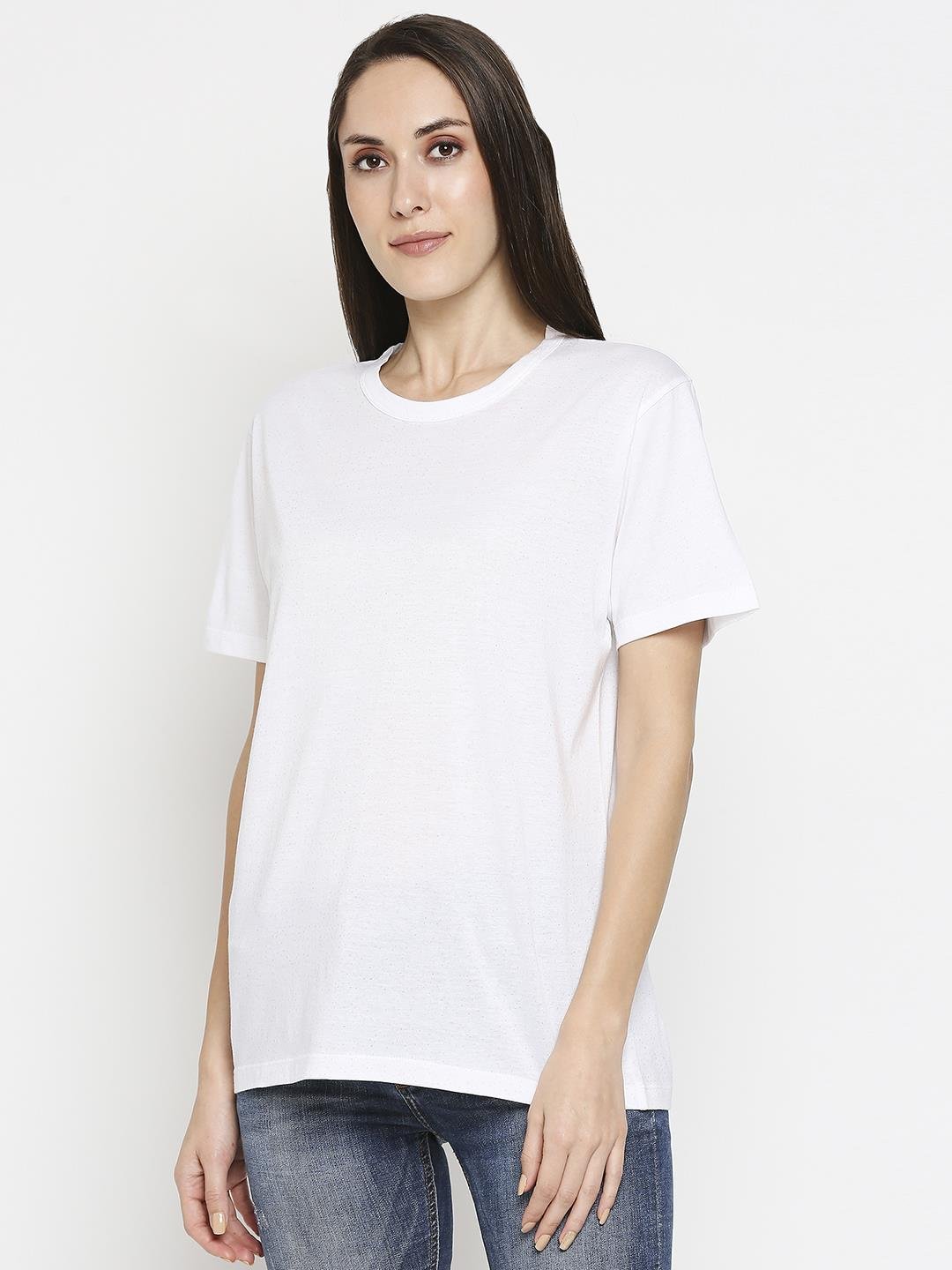 Effy T- Shirt in White Glitter Print - Our Better Planet