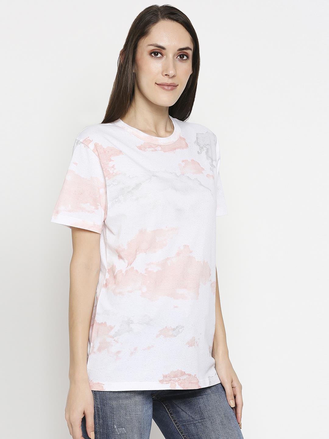 Effy T- Shirt in whitr cloud glitterprint - Our Better Planet