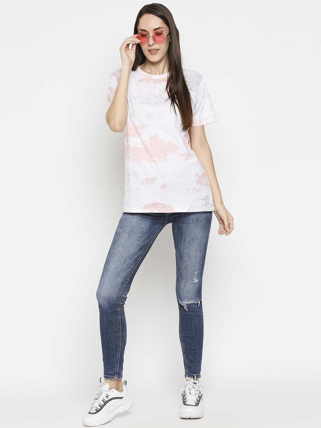 Effy T- Shirt in whitr cloud glitterprint - Our Better Planet