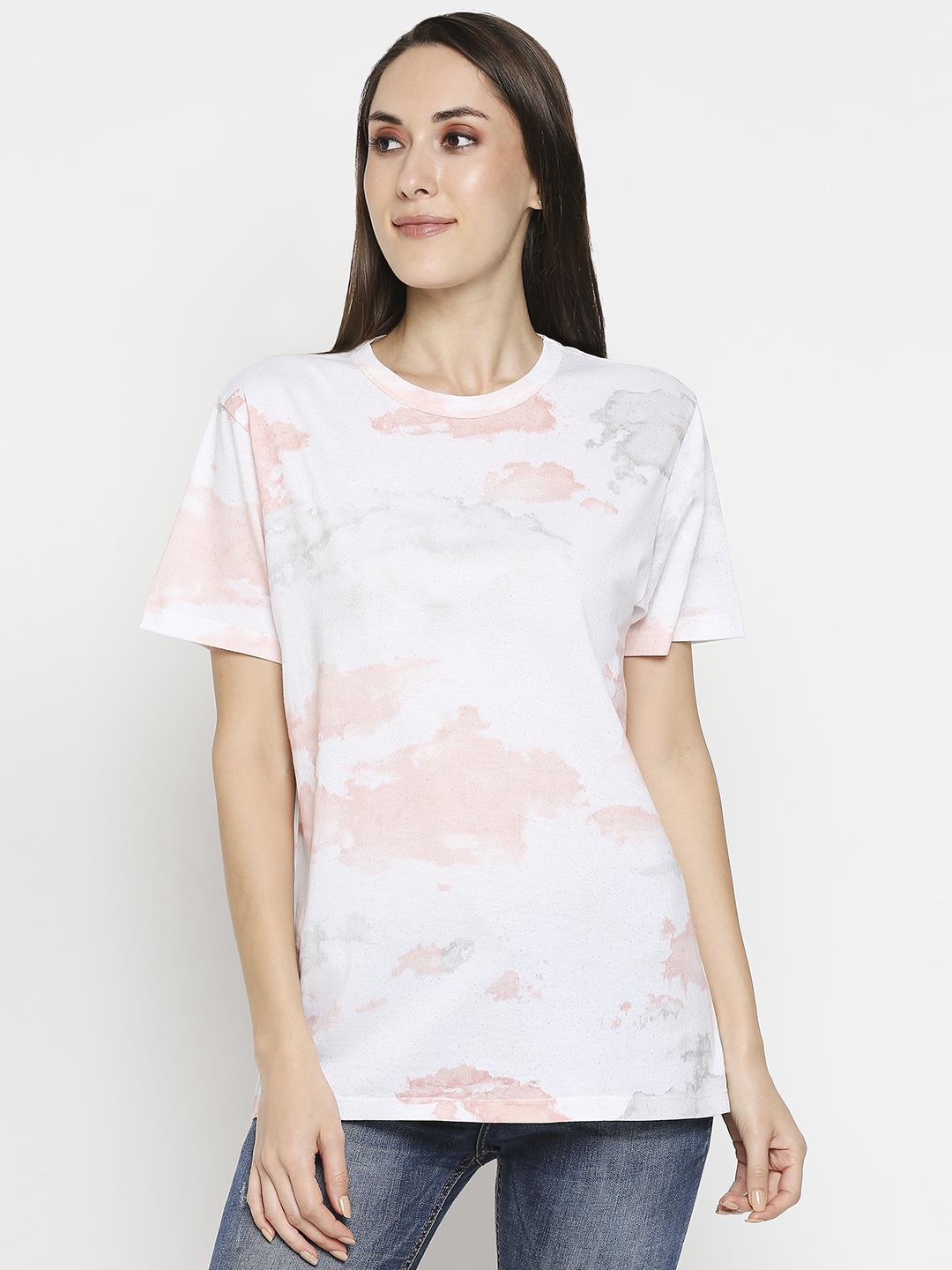 Effy T- Shirt in whitr cloud glitterprint - Our Better Planet