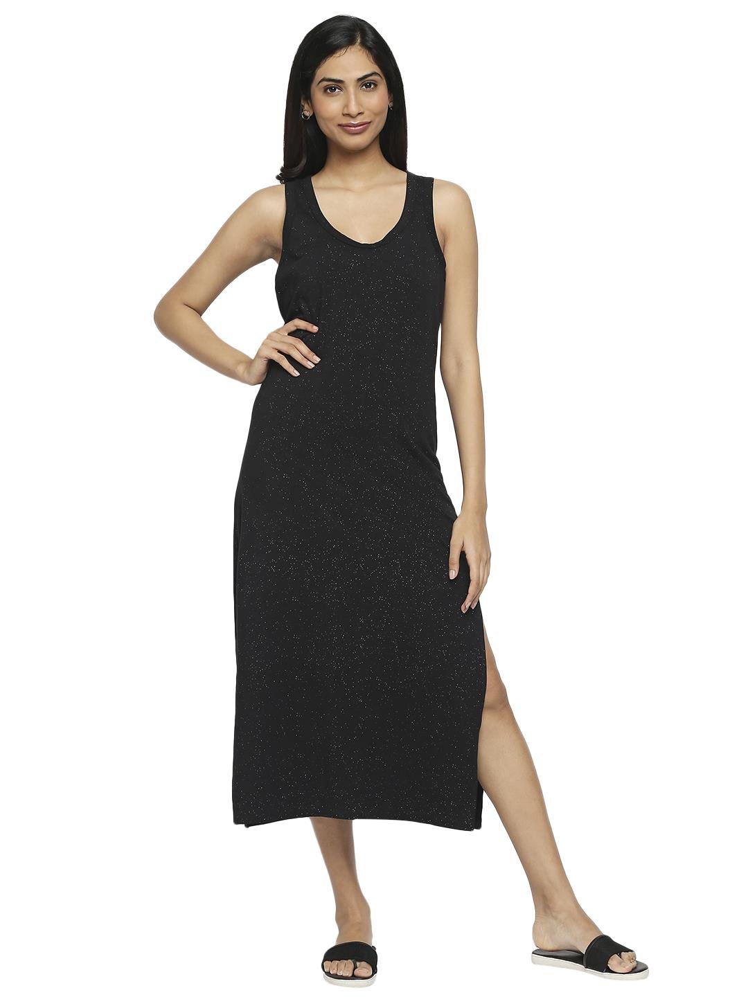 Effy Tank Dress In Black Glitter - Our Better Planet