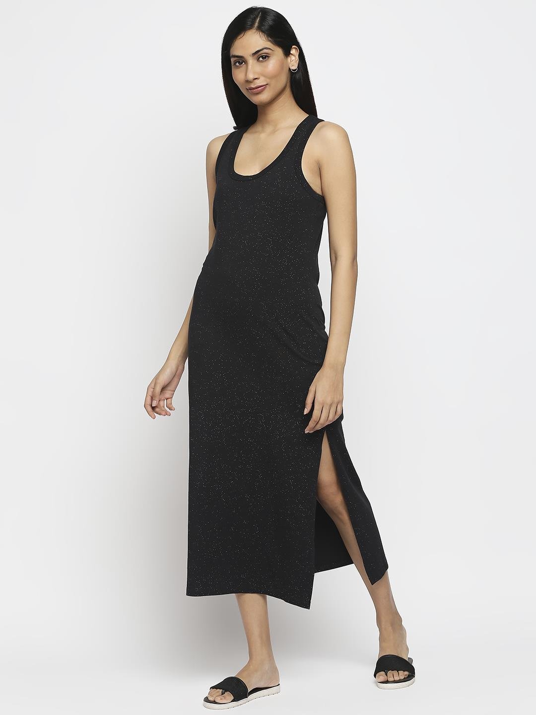 Effy Tank Dress In Black Glitter - Our Better Planet