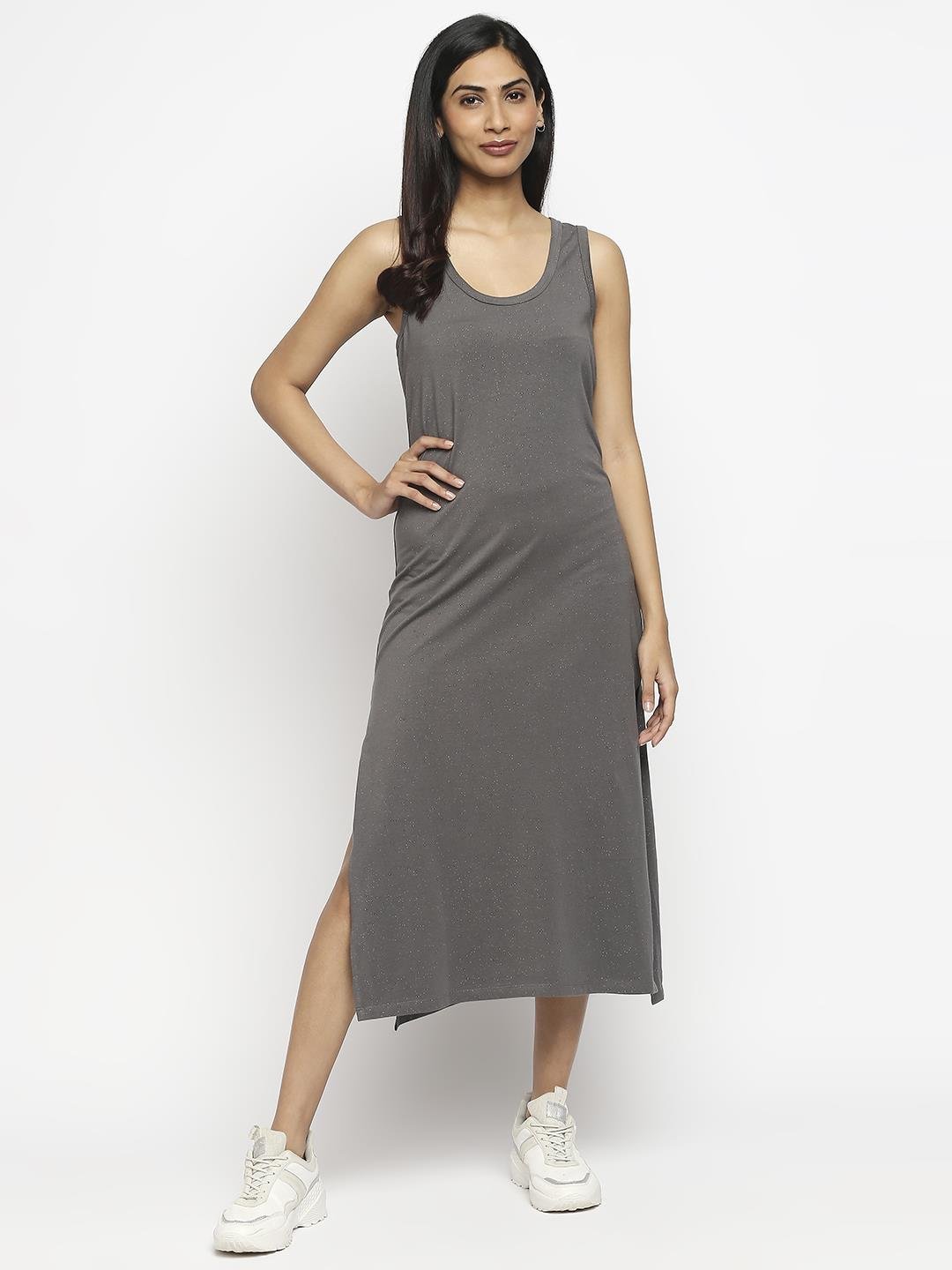 Effy Tank Dress In Grey Glitter - Our Better Planet