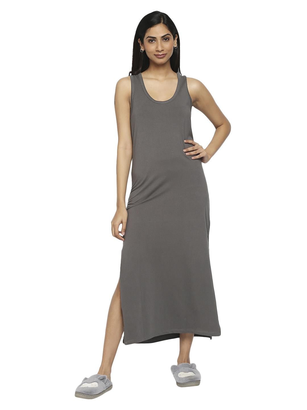 Effy Tank Dress In Grey Solid - Our Better Planet