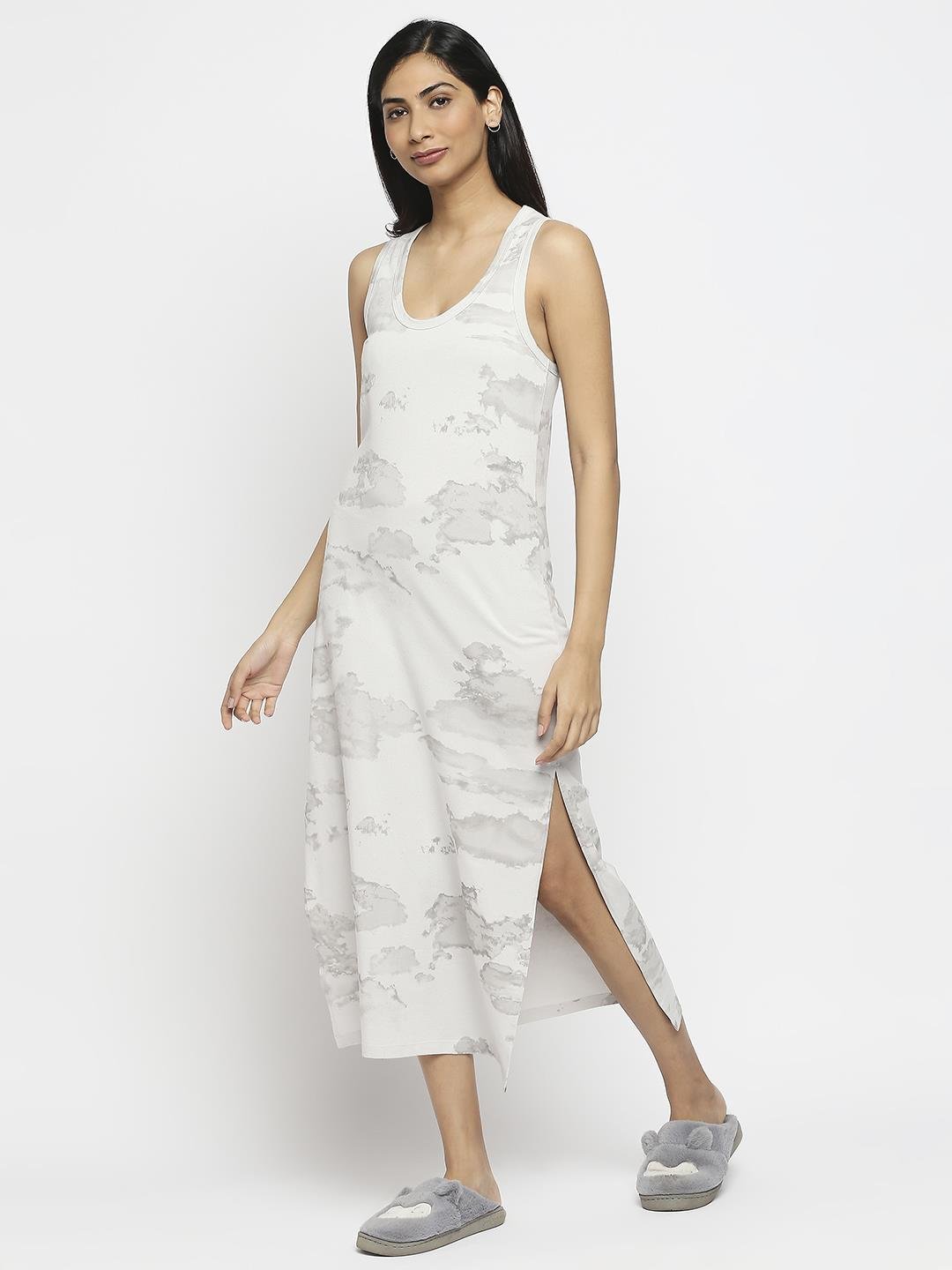 Effy Tank Dress In Neutral Cloud Glitter - Our Better Planet