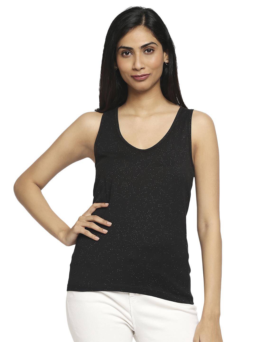 Effy Tank Top In Black Glitter - Our Better Planet