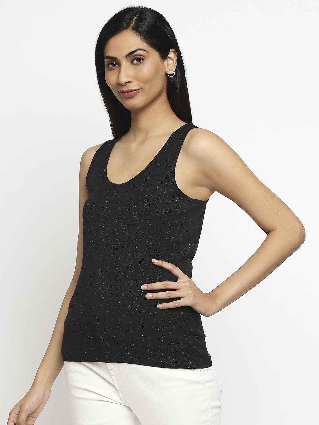 Effy Tank Top In Black Glitter - Our Better Planet