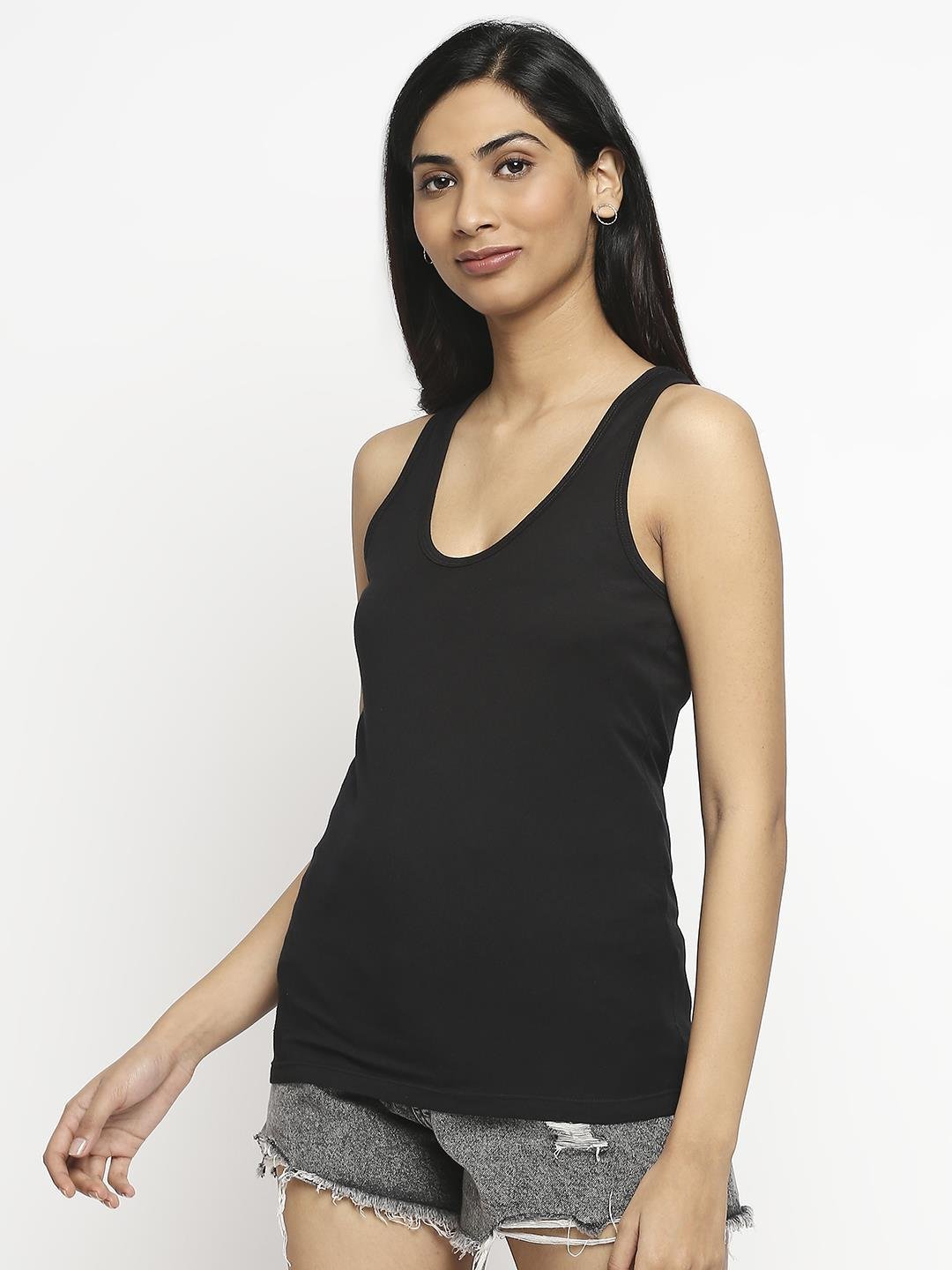 Effy Tank Top In Black Solid - Our Better Planet