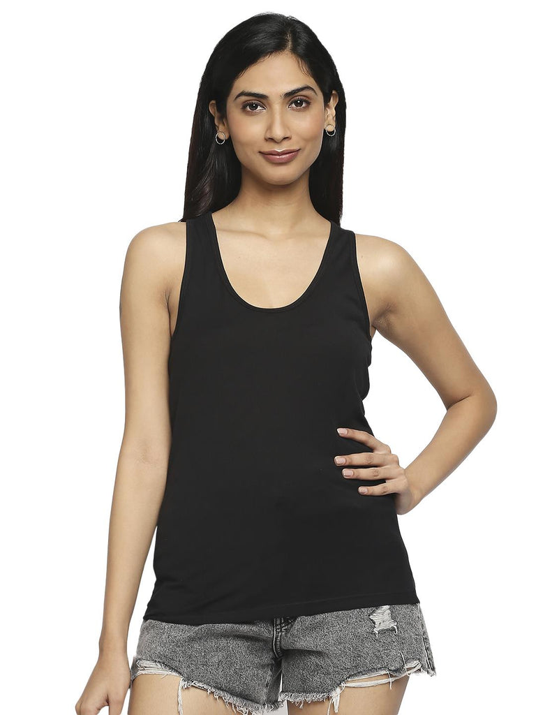 Effy Tank Top In Black Solid - Our Better Planet