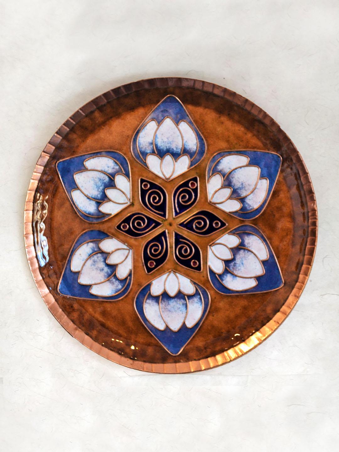 Ekibeki Copper Enamel Wall Plate Brown lotus in the petal - Our Better Planet