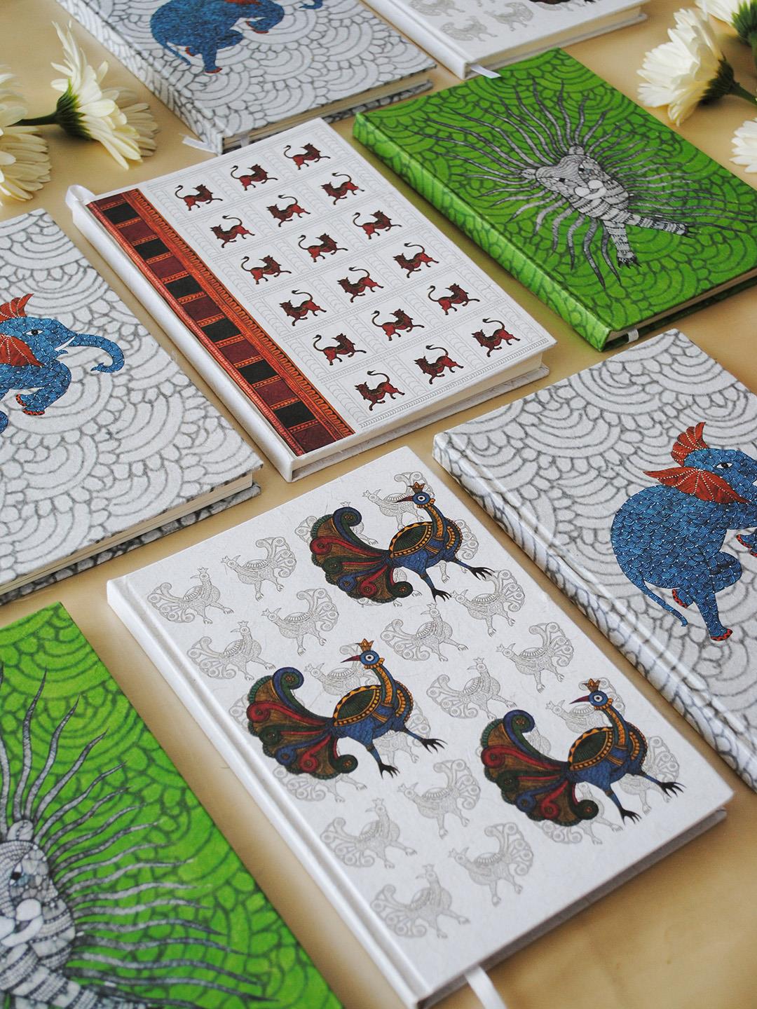 Ekibeki Ekibeki Chitrakathi Mayur Journal 1Pcs Notebook White - Our Better Planet