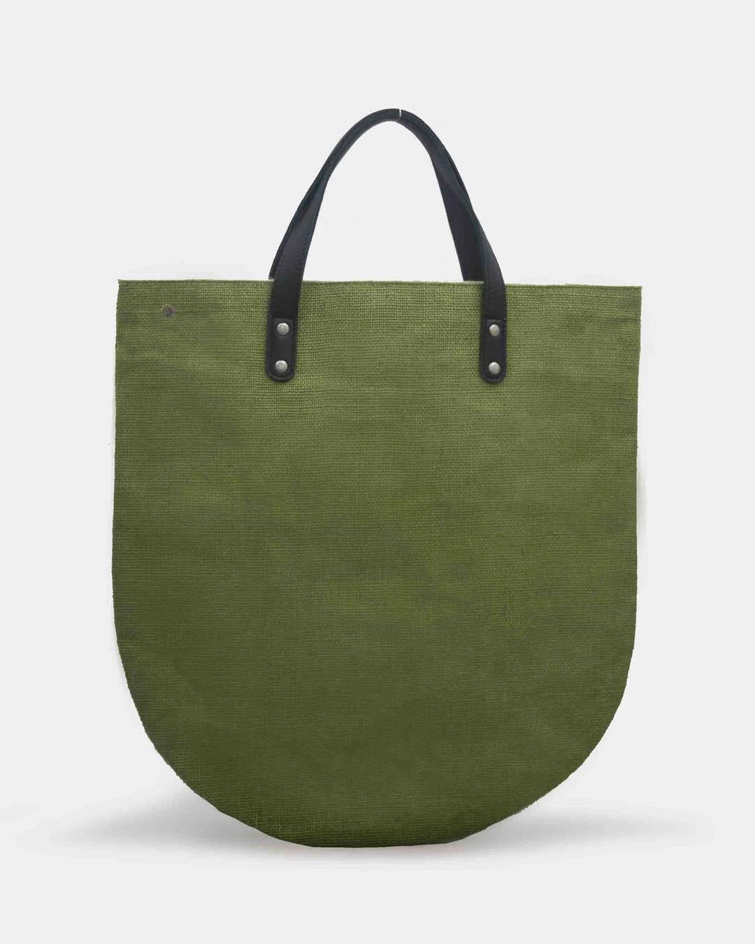 Folk Moss Green Jute Tote Bag - Our Better Planet