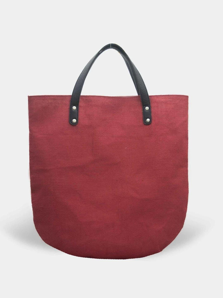 Folk Red Jute Tote Bag - Our Better Planet