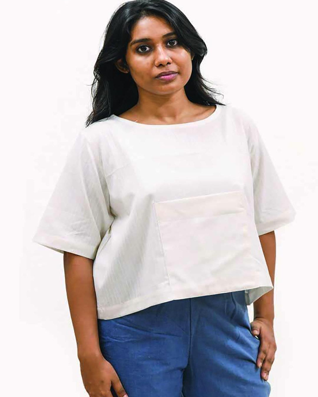 Folk White Cotton Flared Top - Our Better Planet