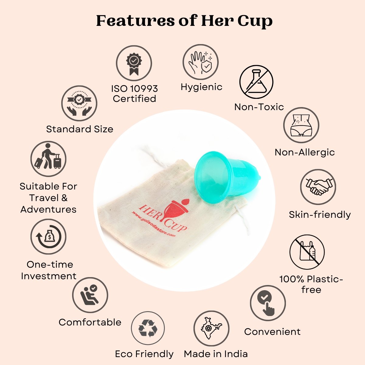 Goli Soda Her Cup Reusable Menstrual Cup for Women - Our Better Planet