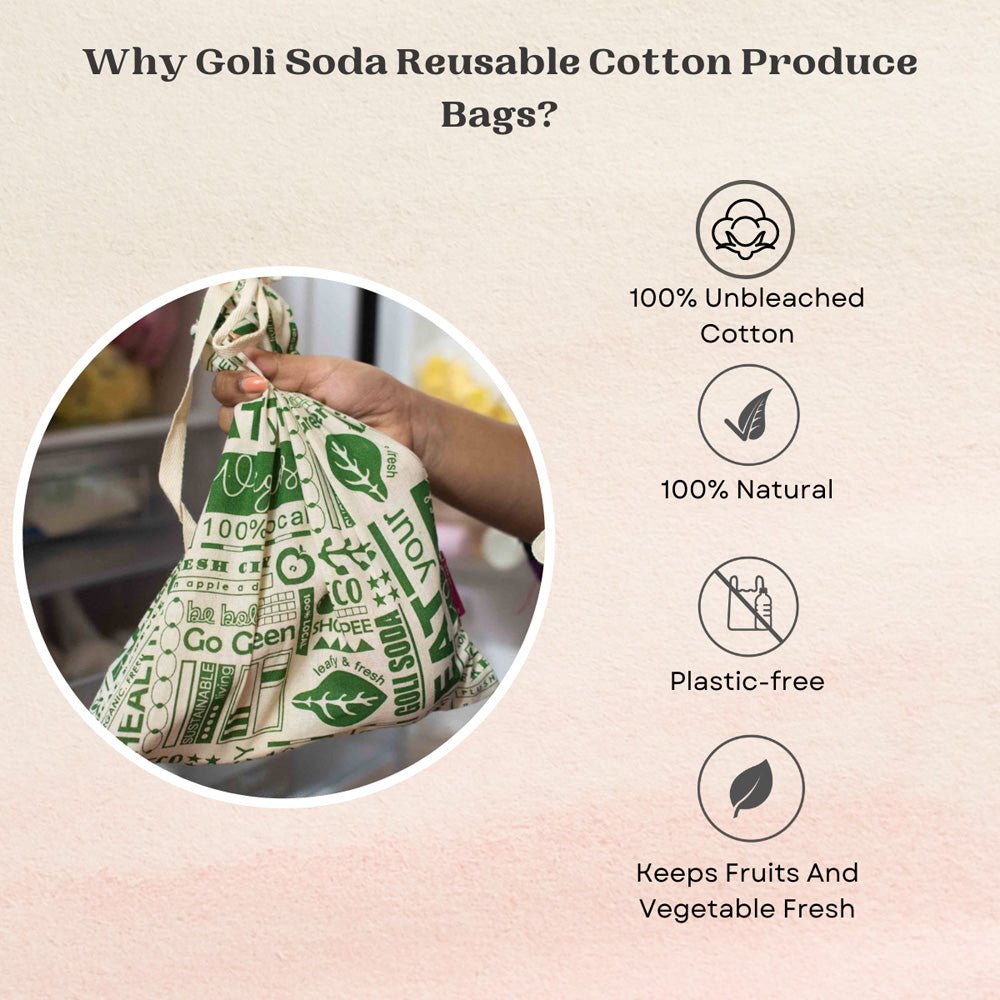 Goli Soda Keep It Fresh Reusable Cotton Produce Bags For Storage - Big - Our Better Planet