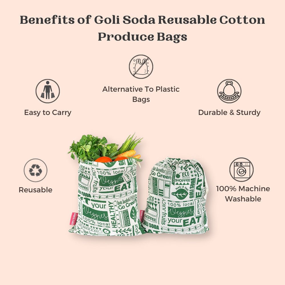 Goli Soda Keep It Fresh Reusable Cotton Produce Bags For Storage - Big - Our Better Planet