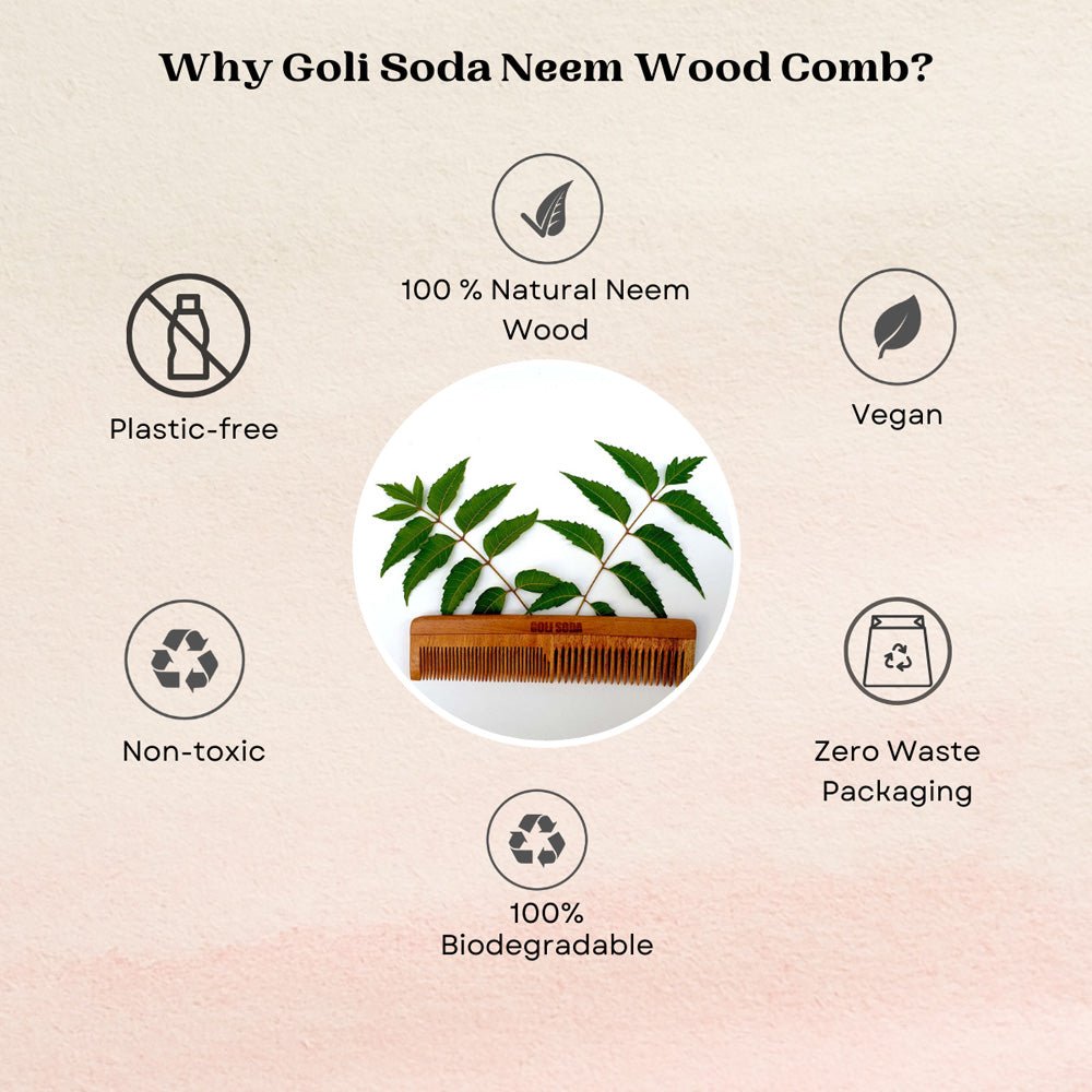 Goli Soda Neem Wood Comb - Double Tooth - Our Better Planet