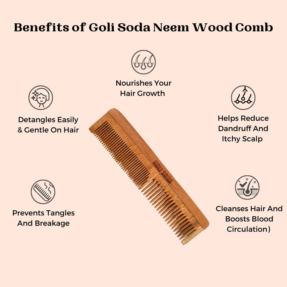 Goli Soda Neem Wood Comb - Double Tooth - Our Better Planet