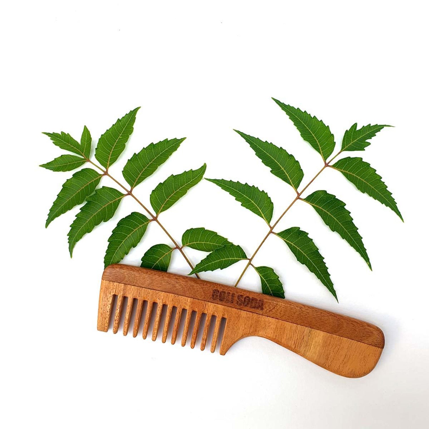 Goli Soda Neem Wood Comb - Wide Tooth with Handle - Our Better Planet