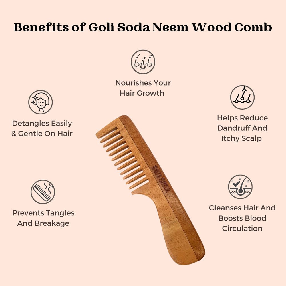 Goli Soda Neem Wood Comb - Wide Tooth with Handle - Our Better Planet