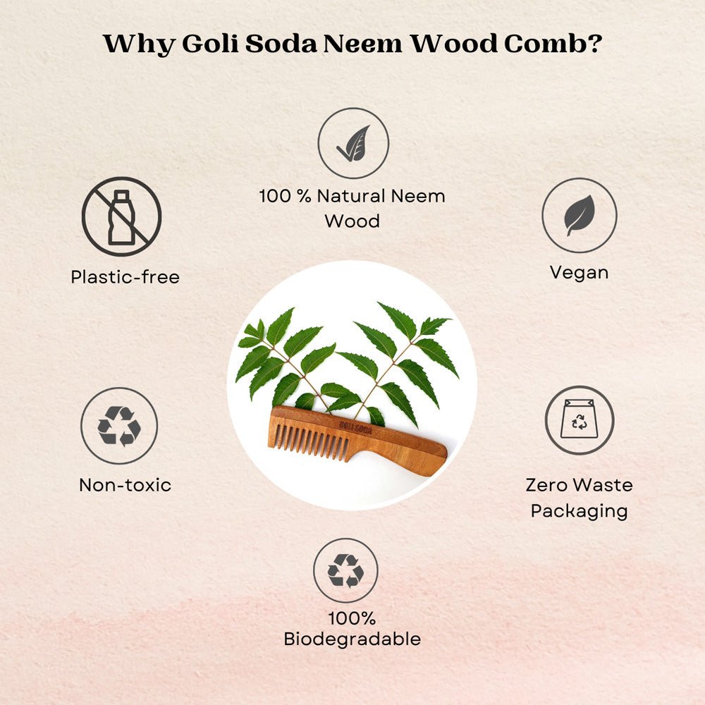 Goli Soda Neem Wood Comb - Wide Tooth with Handle - Our Better Planet