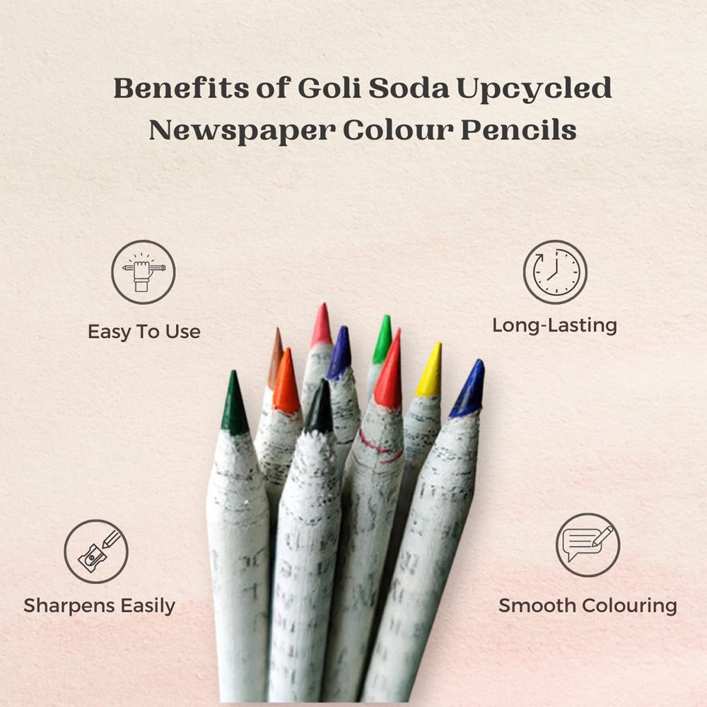 Goli Soda Newspaper Colour Pencils ( 10 Colours ) - Our Better Planet