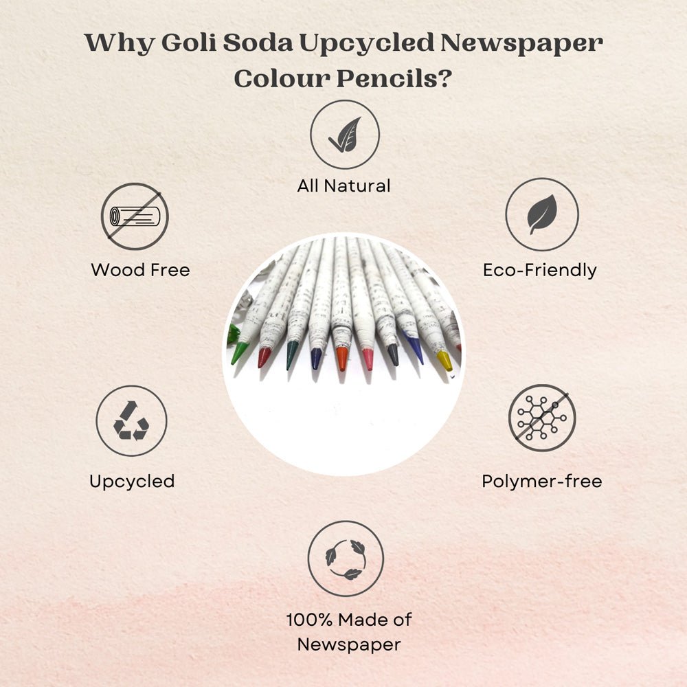 Goli Soda Newspaper Colour Pencils ( 10 Colours ) - Our Better Planet