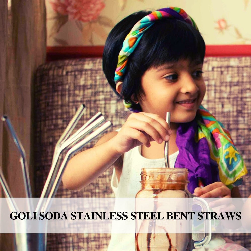 Goli Soda - Stainless Steel Bent Drinking Straws - Set of 10 - Eco Friendly/Washable / Reusable - Our Better Planet