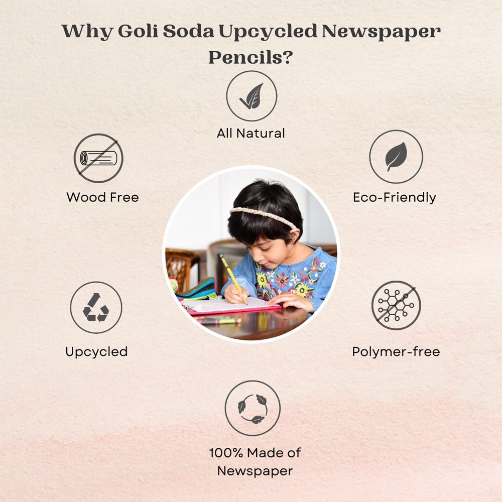 GOLI SODA Upcycled Multicolor Newspaper Pencils (Pack of 10) - Our Better Planet