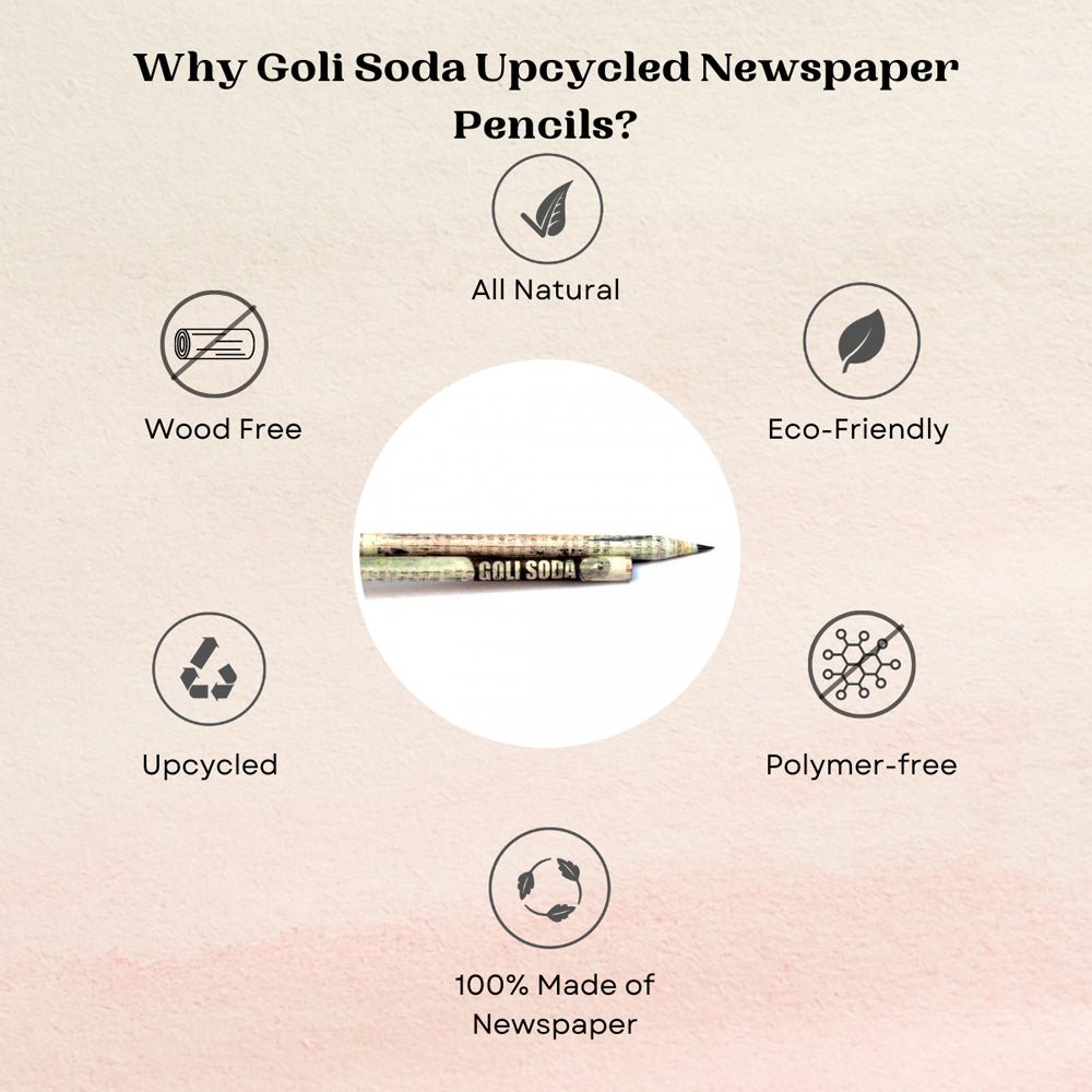 GOLI SODA Upcycled Plain Newspaper Pencils (Pack of 10) - Our Better Planet