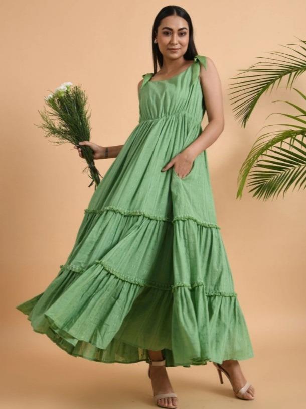 Green Cotton Maxi Dress - Our Better Planet