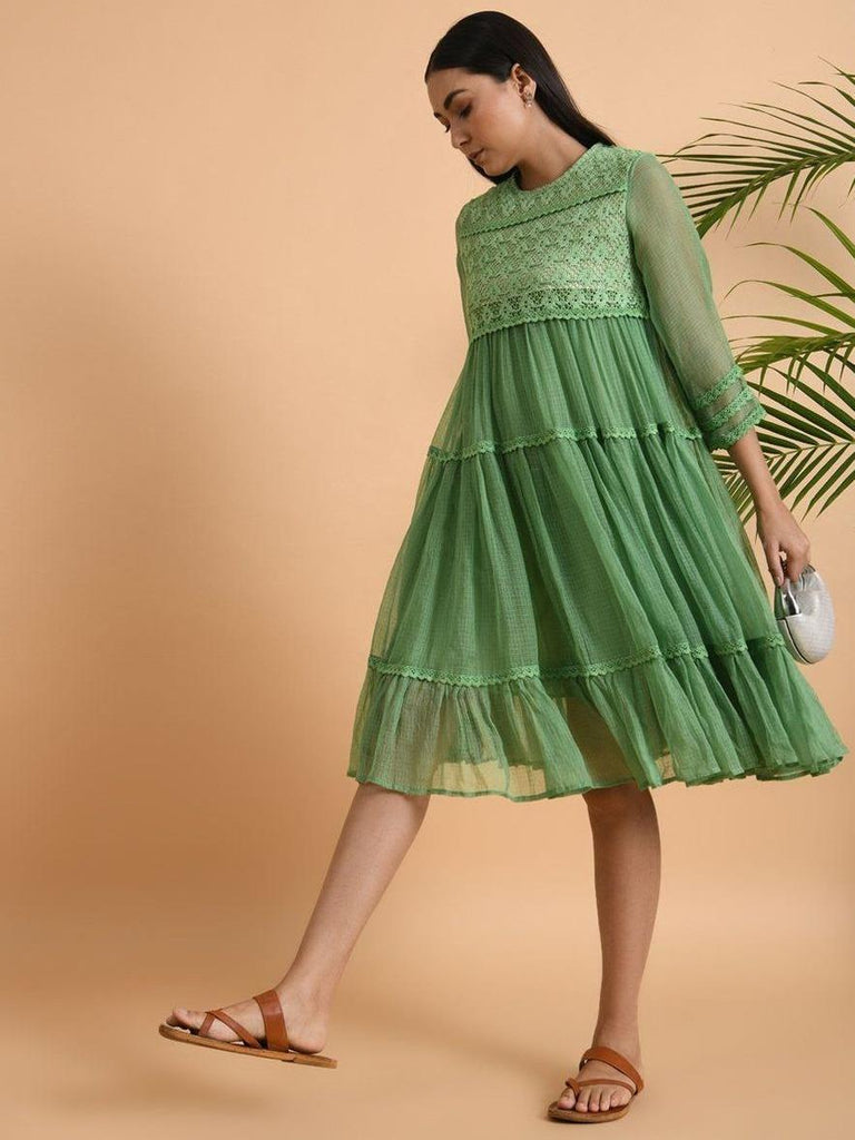 Green Lace Trimmed Kota Dress - Our Better Planet