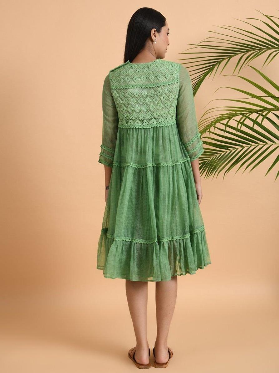 Green Lace Trimmed Kota Dress - Our Better Planet