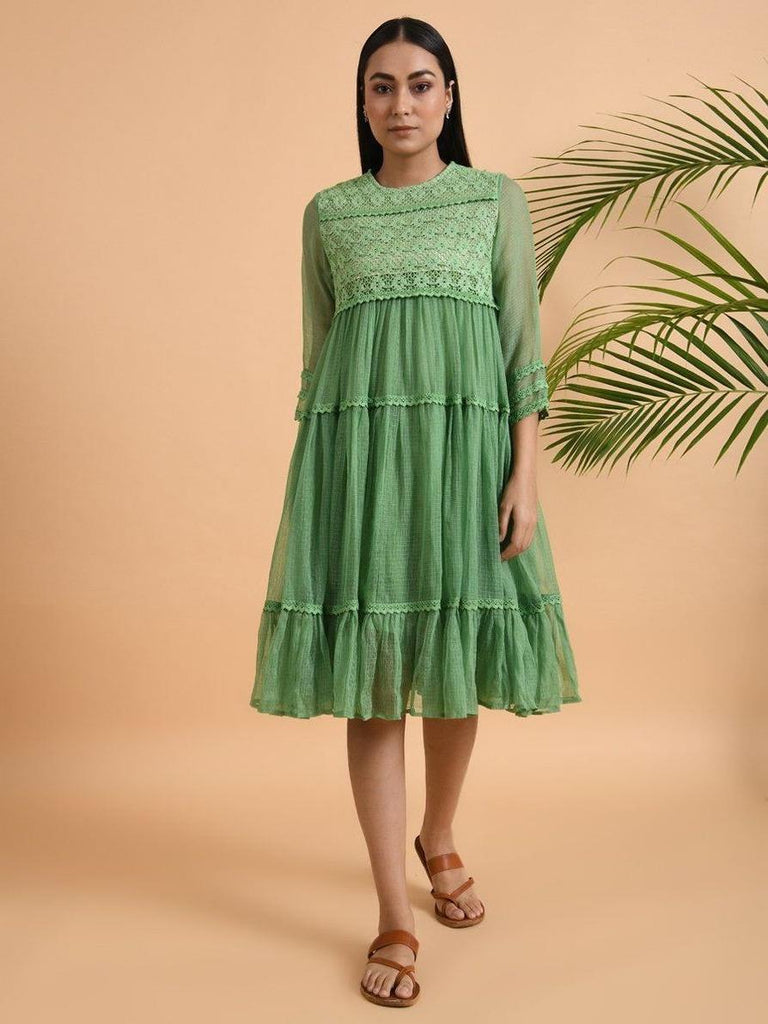 Green Lace Trimmed Kota Dress - Our Better Planet