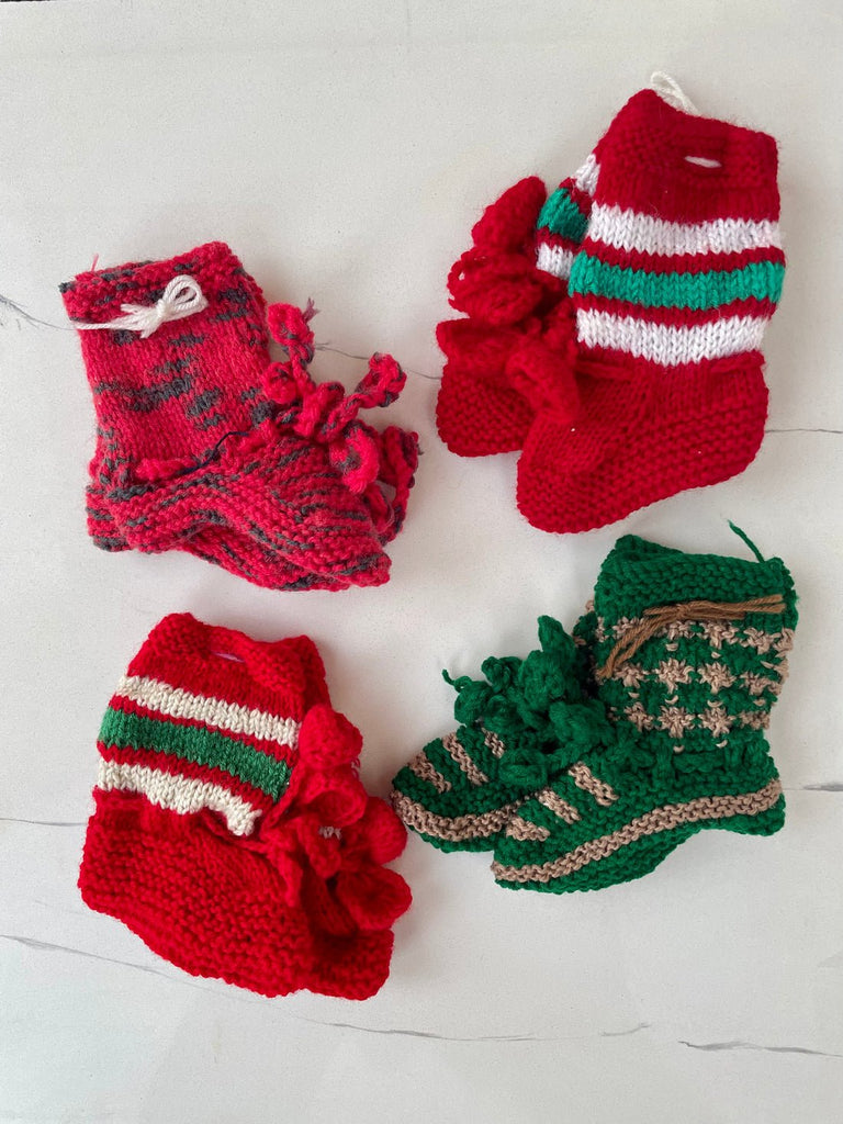 Hand Knitted Baby Socks for Christmas Decor - Our Better Planet