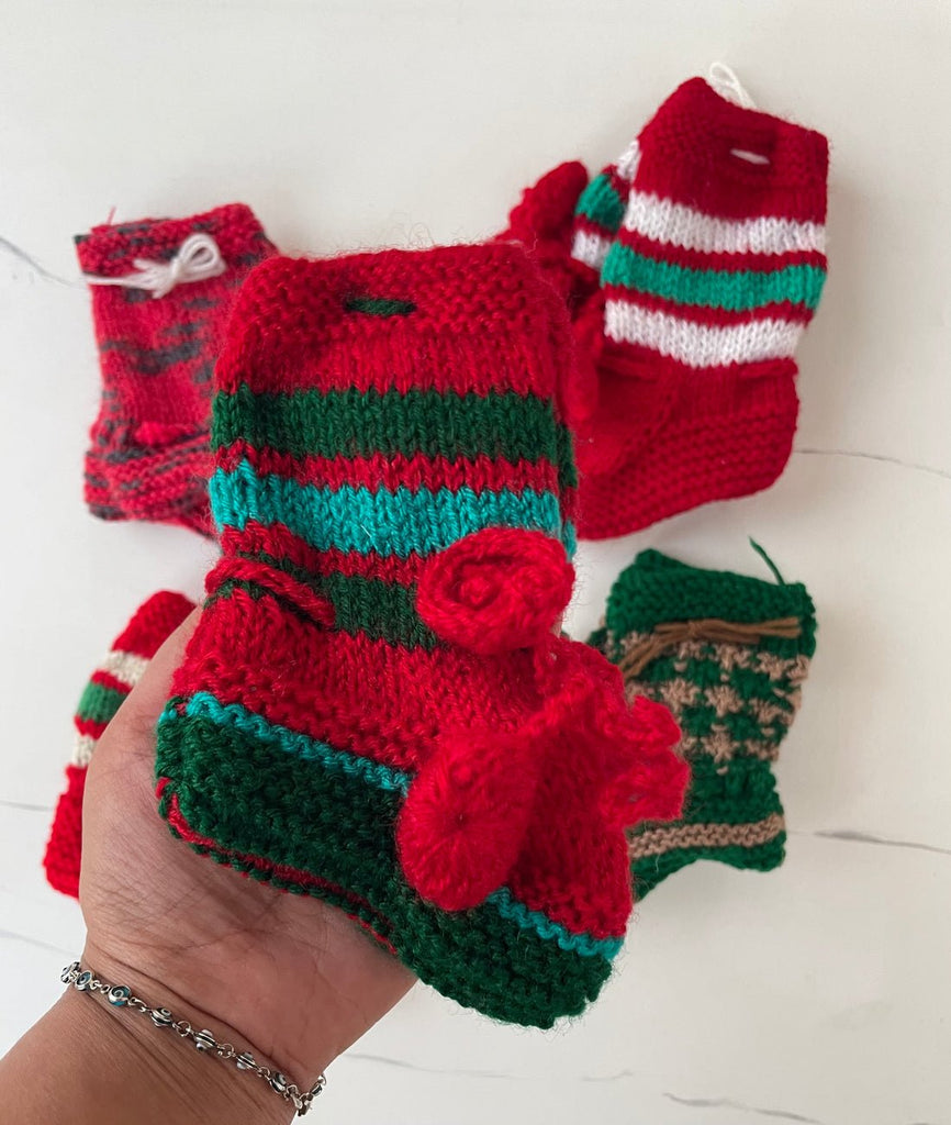 Hand Knitted Baby Socks for Christmas Decor - Our Better Planet