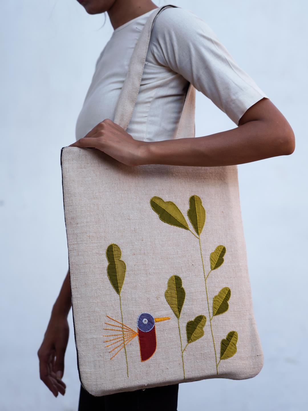 Handcrafted Jute Applique Bags /A59 - Our Better Planet