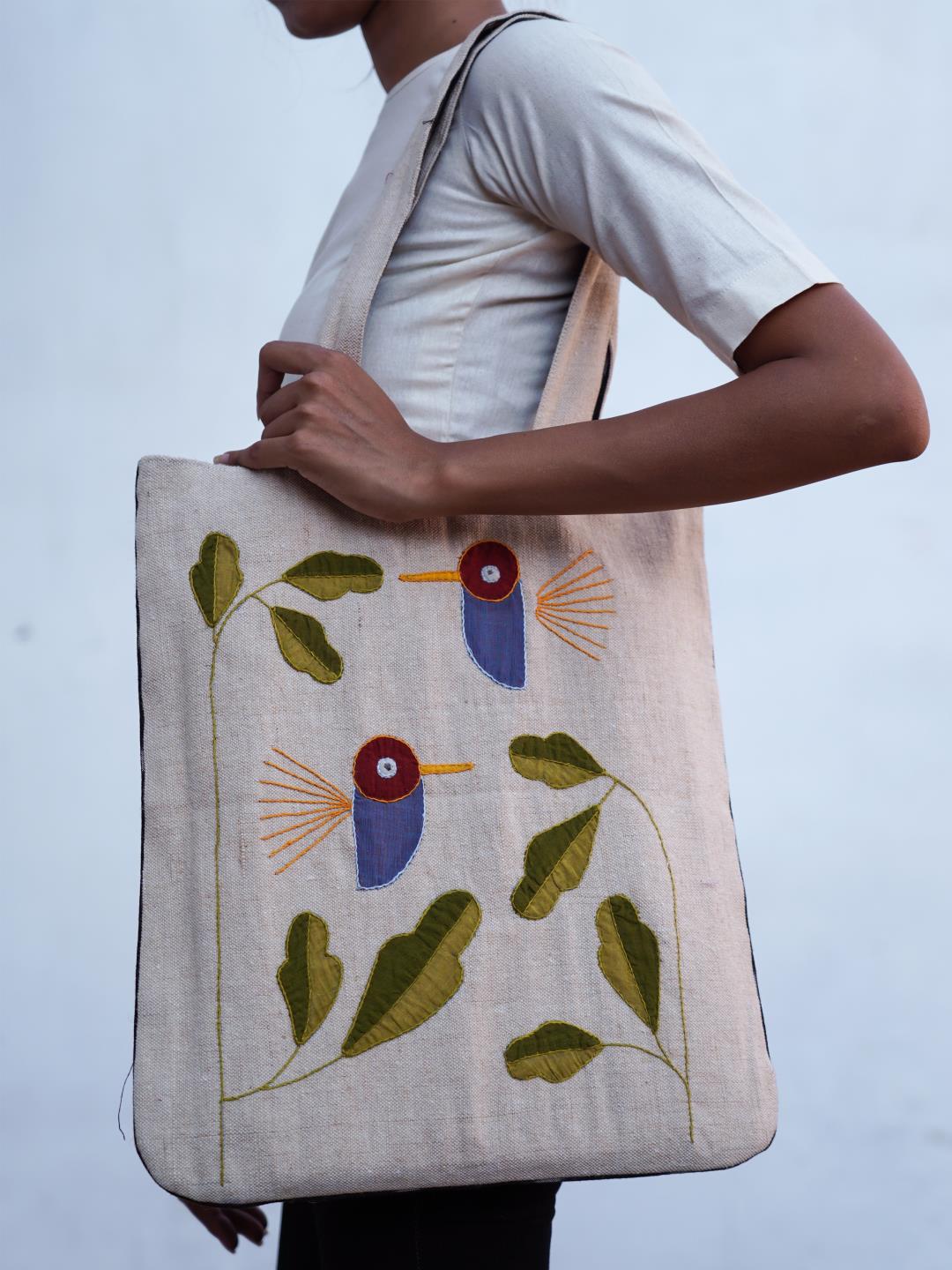 Handcrafted Jute Applique Bags /A60 - Our Better Planet